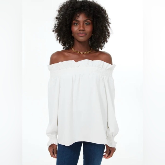 Tuckernuck White Off The Shoulder Marguerite Blouse $128 NWT Extra Small XS - Picture 1 of 10